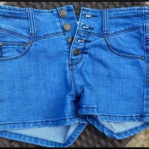 High-waisted denim shorts